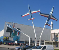 Fouga CM170 Magisters of the Patrouille de France, in front of the Musee de l'Air et de l'Espace, Paris-Le Bourget Airport France